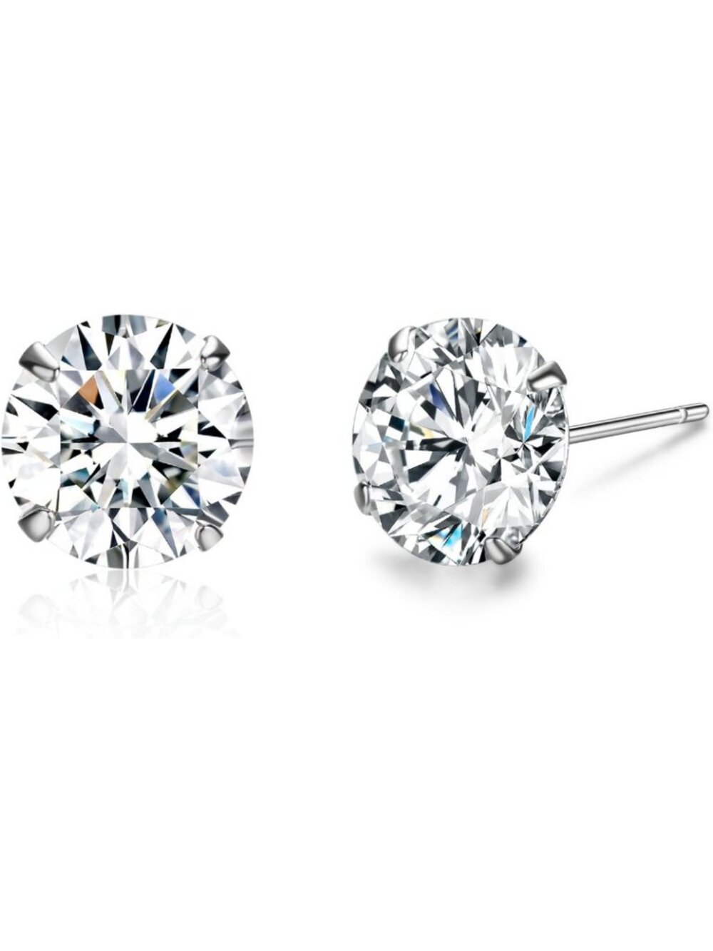 Platinum Plated Sterling Silver Stud Earrings with Sparkling Austrian Crystals